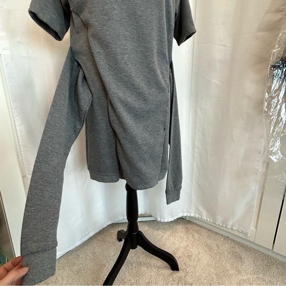 TRIPLE Five Soul heather gray tie front sweatshirt sweater dress Sz L - Picture 5 of 14